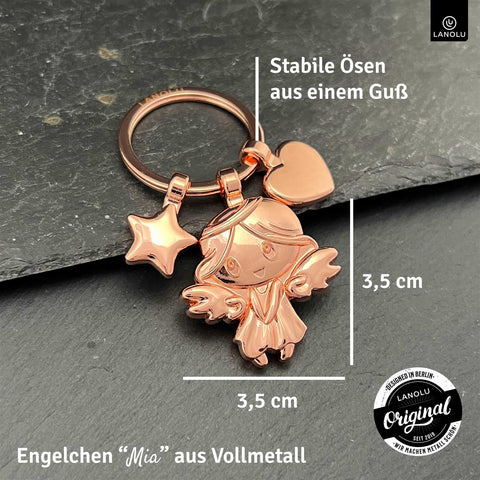 LANOLU Schlüsselanhänger Engelchen Mia - Roségold