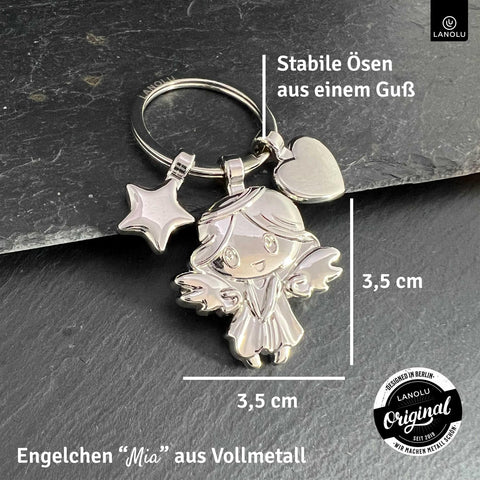 LANOLU Schlüsselanhänger Engelchen Mia - Silber