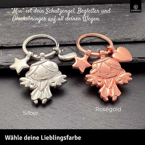 LANOLU Schlüsselanhänger Engelchen Mia - Silber