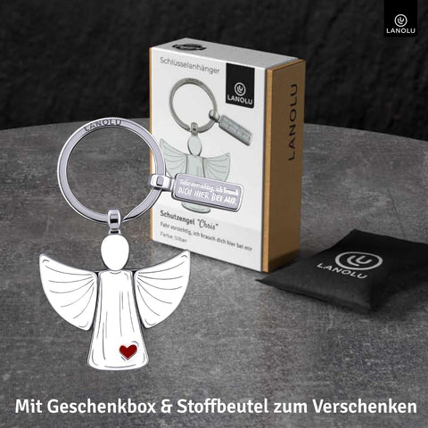 LANOLU Schlüsselanhänger Engelchen Chris - Silber