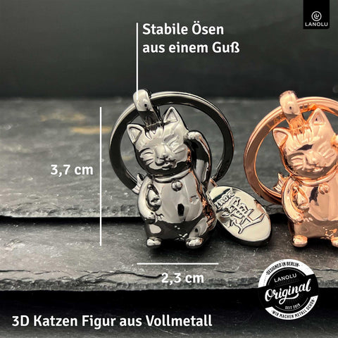 LANOLU Schlüsselanhänger Luckymi Glückskatze - Schwarz