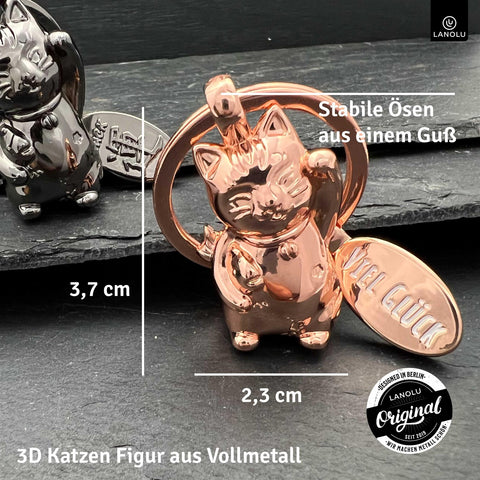 LANOLU Schlüsselanhänger Luckymi Glückskatze - Roségold