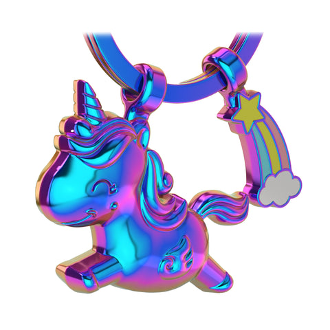 LANOLU Schlüsselanhänger Einhorn Schnuppi - Regenbogen