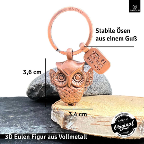 LANOLU Schlüsselanhänger Schuhu Eule - Vintage Silber