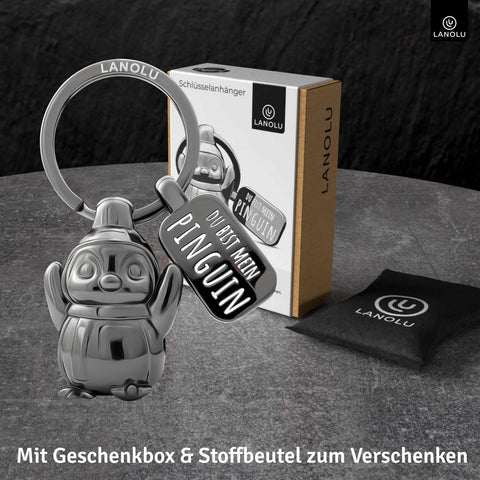 LANOLU Schlüsselanhänger Platschi Pinguin - Schwarz