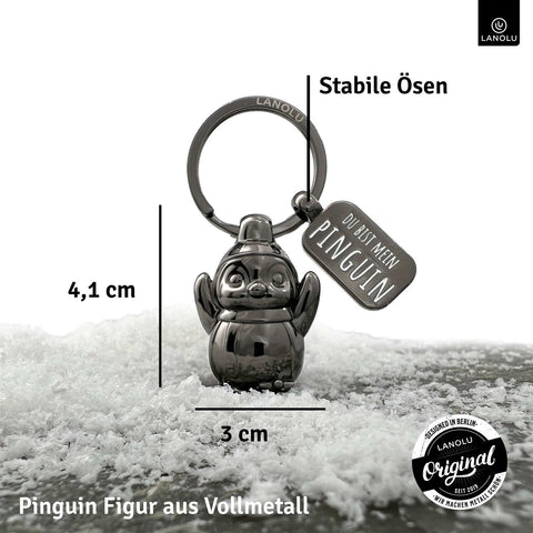 LANOLU Schlüsselanhänger Platschi Pinguin - Schwarz