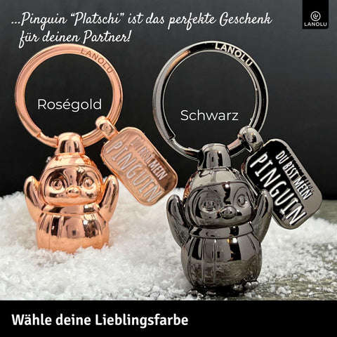 LANOLU Schlüsselanhänger Platschi Pinguin - Schwarz