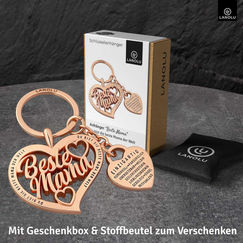 LANOLU Schlüsselanhänger Beste Mama - Roségold