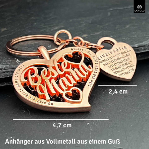 LANOLU Schlüsselanhänger Beste Mama - Silber