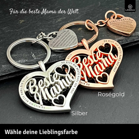 LANOLU Schlüsselanhänger Beste Mama - Silber