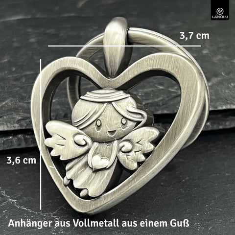 LANOLU Schlüsselanhänger Mia im Herz - Vintage Silber
