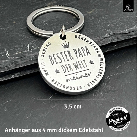 LANOLU Schlüsselanhänger Bester Papa - Silber