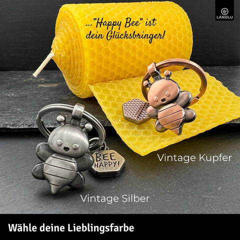 LANOLU Schlüsselanhänger Happy Bee Biene - Vintage Kupfer