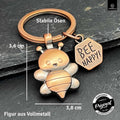 LANOLU Schlüsselanhänger Happy Bee Biene - Vintage Silber
