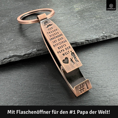 LANOLU Schlüsselanhänger Bester Papa der Welt #1 - Flaschenöffner