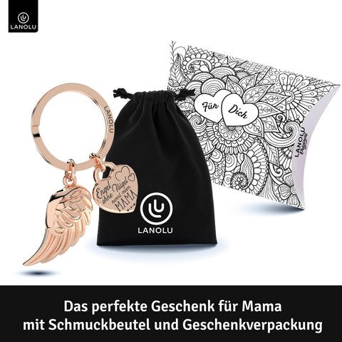 LANOLU Schlüsselanhänger Mama "Engel Flügel" - Roségold