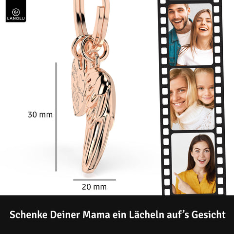 LANOLU Schlüsselanhänger Mama "Engel Flügel" - Roségold