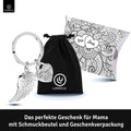 LANOLU Schlüsselanhänger Mama "Engel Flügel" - Silber