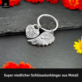 LANOLU Schlüsselanhänger Mama "Engel Flügel" - Silber
