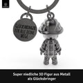 LANOLU Schlüsselanhänger Feuerwehrmann "Superheld" - Vintage Silber