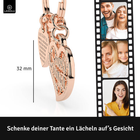 LANOLU Schlüsselanhänger "Beste Tante" Herz - Roségold