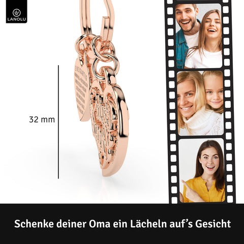 LANOLU Schlüsselanhänger "Beste Oma" Herz - Roségold