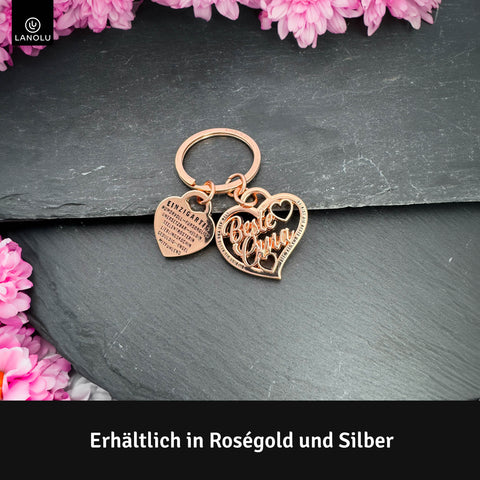 LANOLU Schlüsselanhänger "Beste Oma" Herz - Roségold