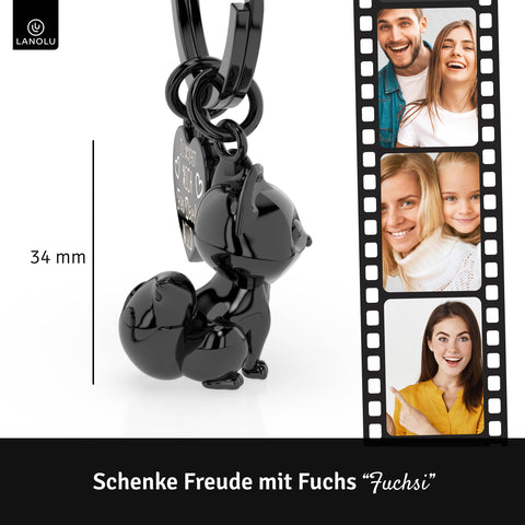 LANOLU Schlüsselanhänger Fuchs "Fuchsi" - Schwarz