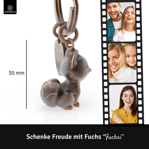 LANOLU Schlüsselanhänger Fuchs "Fuchsi" - Vintage Kupfer