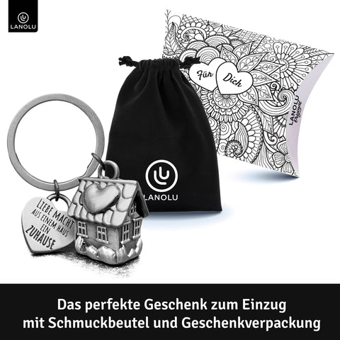 LANOLU Schlüsselanhänger "Mini-Zuhause" - Vintage Silber