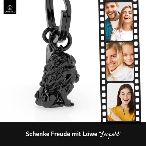LANOLU Schlüsselanhänger Löwe "Leopold" - Schwarz