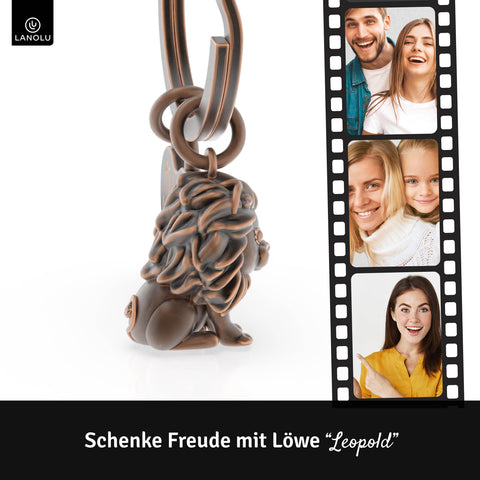 LANOLU Schlüsselanhänger Löwe "Leopold" - Vintage Kupfer