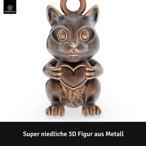 LANOLU Schlüsselanhänger Eichhörnchen "Nussknacker" - Vintage Kupfer