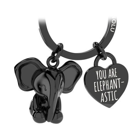 LANOLU Schlüsselanhänger Elefant "Rüsselmeister" - Schwarz