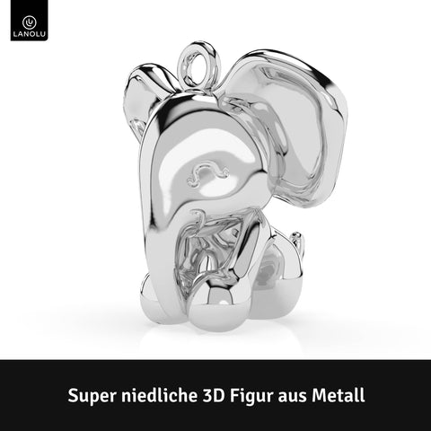 LANOLU Schlüsselanhänger Elefant "Rüsselmeister" - Silber