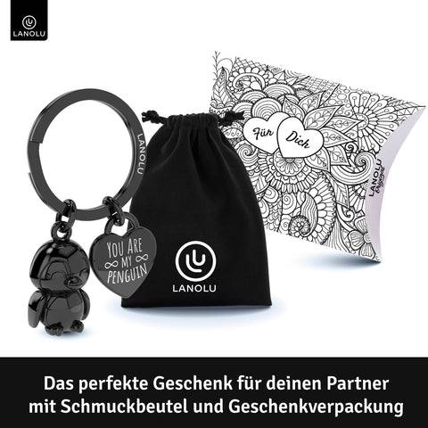 LANOLU Schlüsselanhänger Pinguin "Watschel" - Schwarz