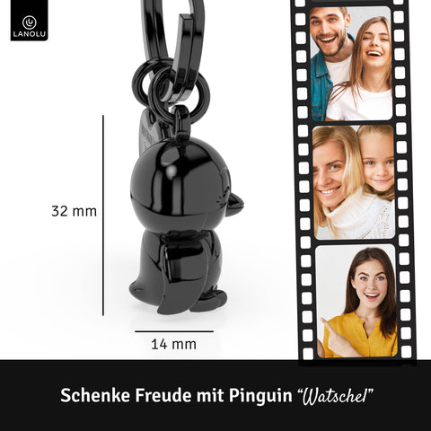 LANOLU Schlüsselanhänger Pinguin "Watschel" - Schwarz