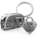 LANOLU Schlüsselanhänger Camping Anhänger "Caravan" - Vintage Silber