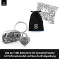 LANOLU Schlüsselanhänger Camping Anhänger "Caravan" - Vintage Silber