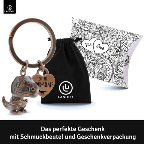 LANOLU Schlüsselanhänger T-Rex "Mini-Rex" - Vintage Kupfer