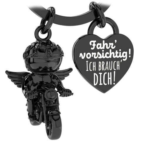 LANOLU Schlüsselanhänger Motorrad "Biker Chris" - Schwarz