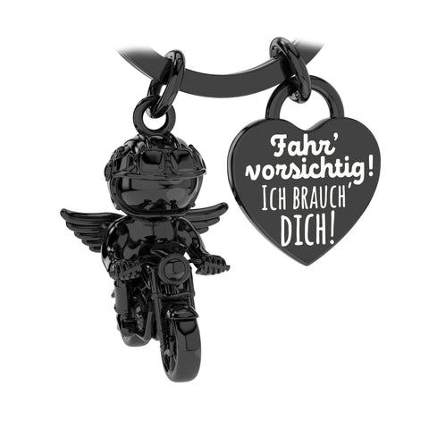 LANOLU Schlüsselanhänger Motorrad "Biker Chris" - Schwarz