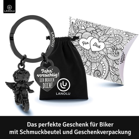 LANOLU Schlüsselanhänger Motorrad "Biker Chris" - Schwarz