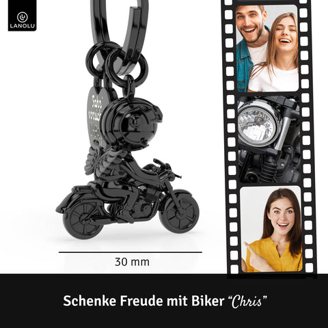 LANOLU Schlüsselanhänger Motorrad "Biker Chris" - Schwarz