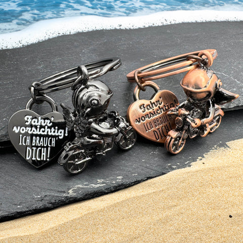 LANOLU Schlüsselanhänger Motorrad "Biker Chris" - Vintage Kupfer