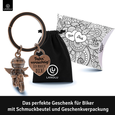LANOLU Schlüsselanhänger Motorrad "Biker Chris" - Vintage Kupfer