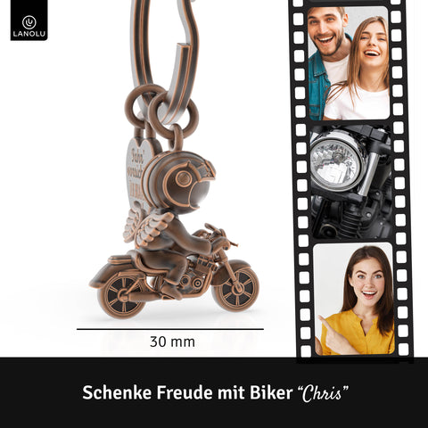 LANOLU Schlüsselanhänger Motorrad "Biker Chris" - Vintage Kupfer