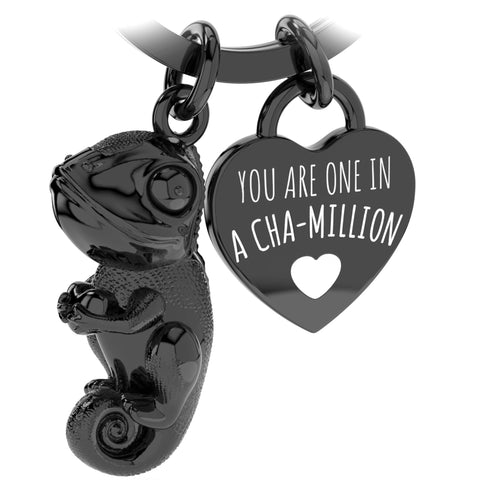 LANOLU Schlüsselanhänger Chameleon "Chamillo" - Schwarz