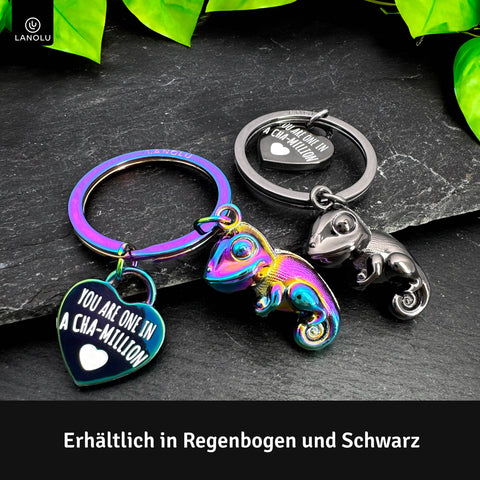 LANOLU Schlüsselanhänger Chameleon "Chamillo" - Schwarz