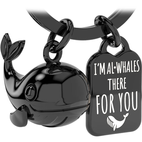LANOLU Schlüsselanhänger Wal "Alwhales" - Schwarz